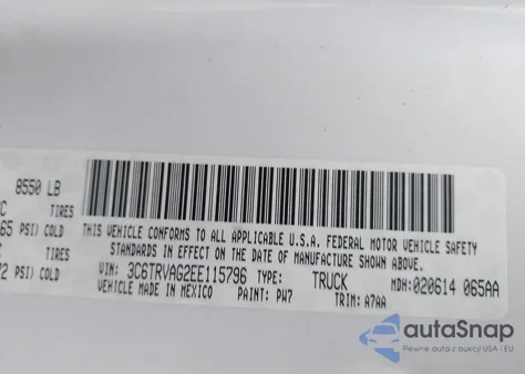 2014 Ram Promaster 1500 1500 Standard из США, поврежденный, VIN 3C6TRVAG2EE115796